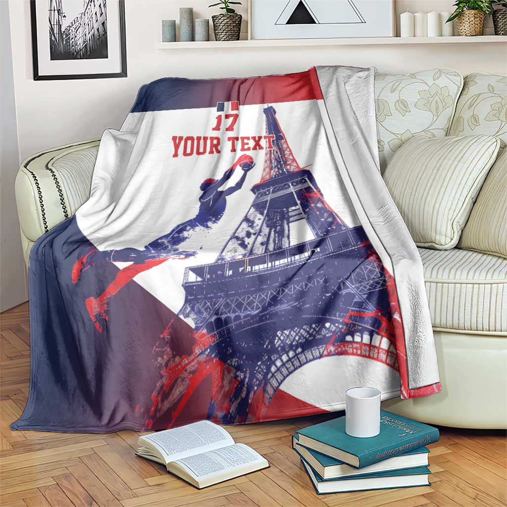 Custom France Basketball Blanket Eiffel Tower Sporty Style