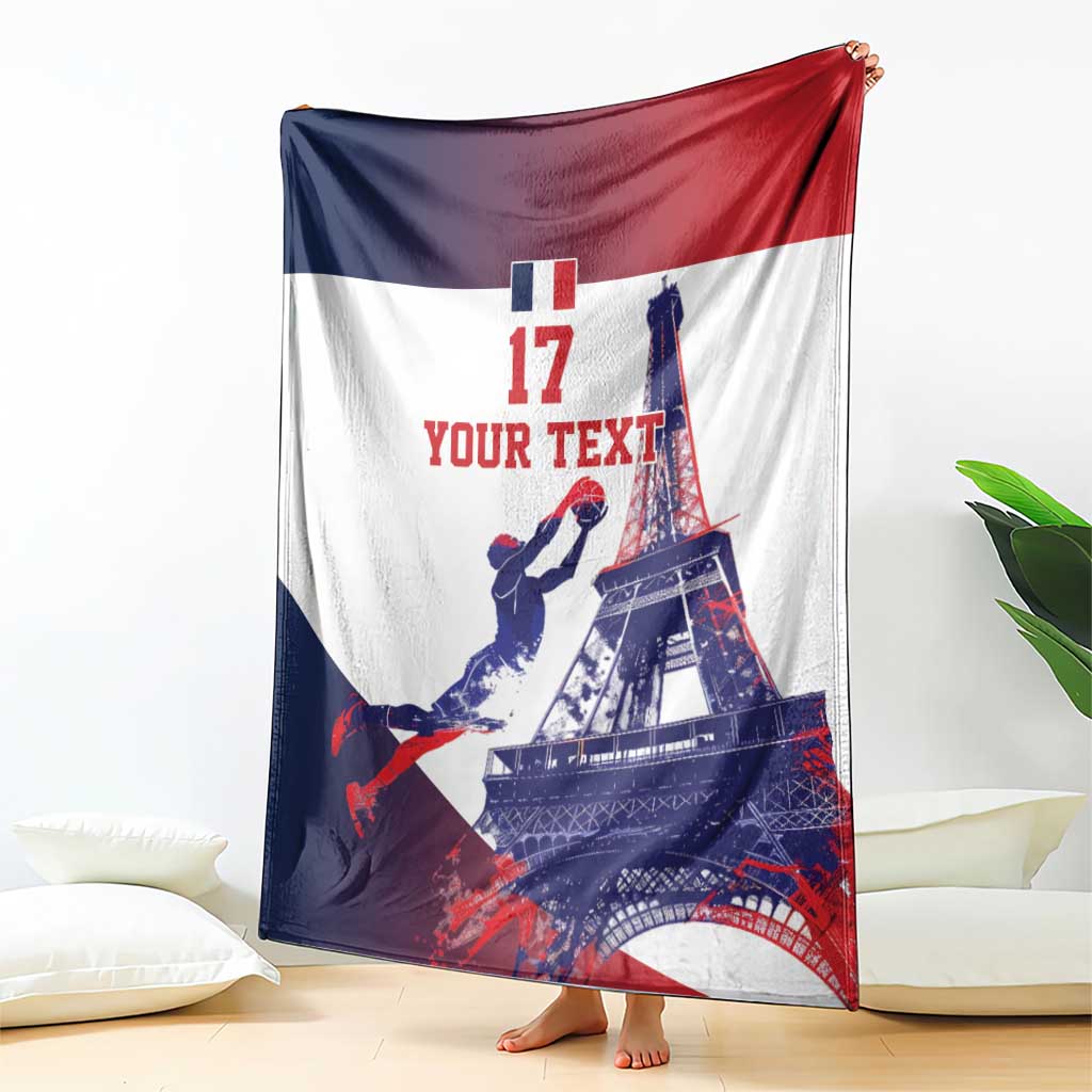Custom France Basketball Blanket Eiffel Tower Sporty Style