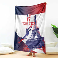 Custom France Basketball Blanket Eiffel Tower Sporty Style