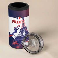 Custom France Basketball 4 in 1 Can Cooler Tumbler Eiffel Tower Sporty Style