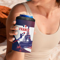 Custom France Basketball 4 in 1 Can Cooler Tumbler Eiffel Tower Sporty Style