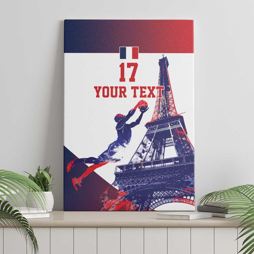 Custom France Basketball Canvas Wall Art Eiffel Tower Sporty Style