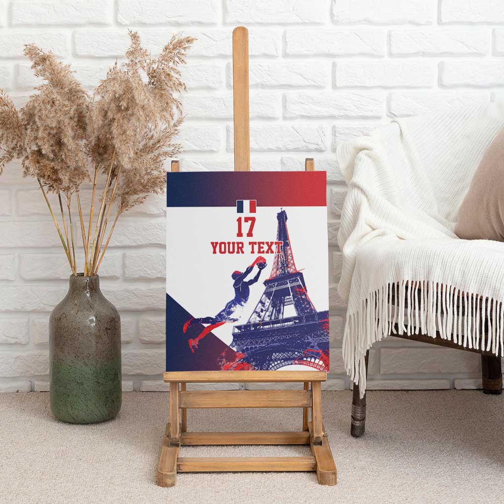 Custom France Basketball Canvas Wall Art Eiffel Tower Sporty Style