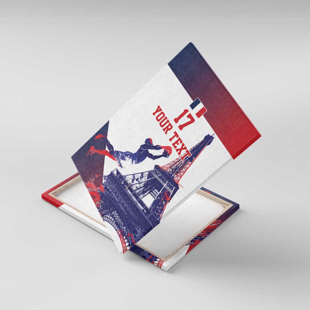 Custom France Basketball Canvas Wall Art Eiffel Tower Sporty Style