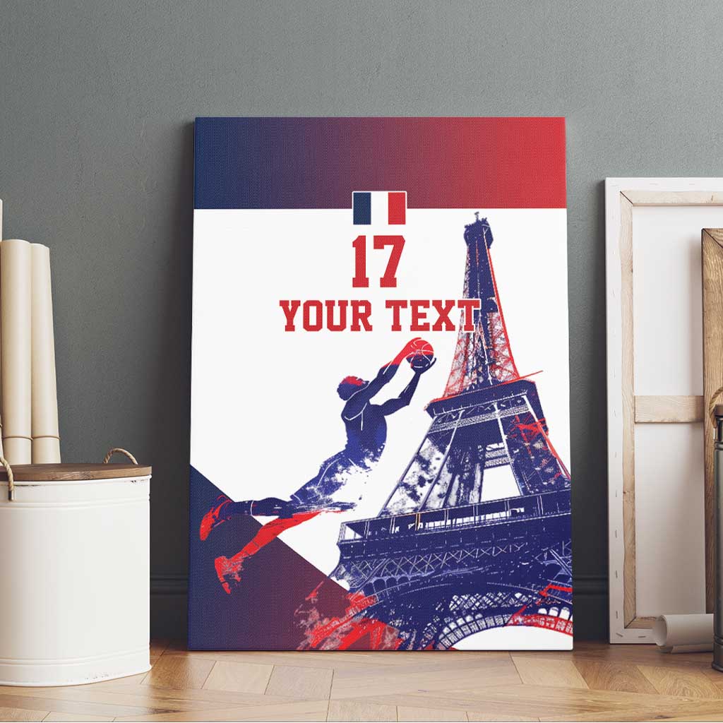 Custom France Basketball Canvas Wall Art Eiffel Tower Sporty Style
