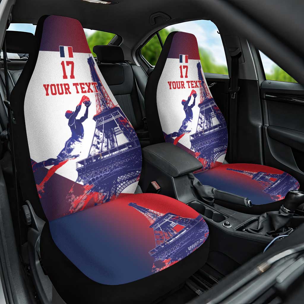 Custom France Basketball Car Seat Cover Eiffel Tower Sporty Style