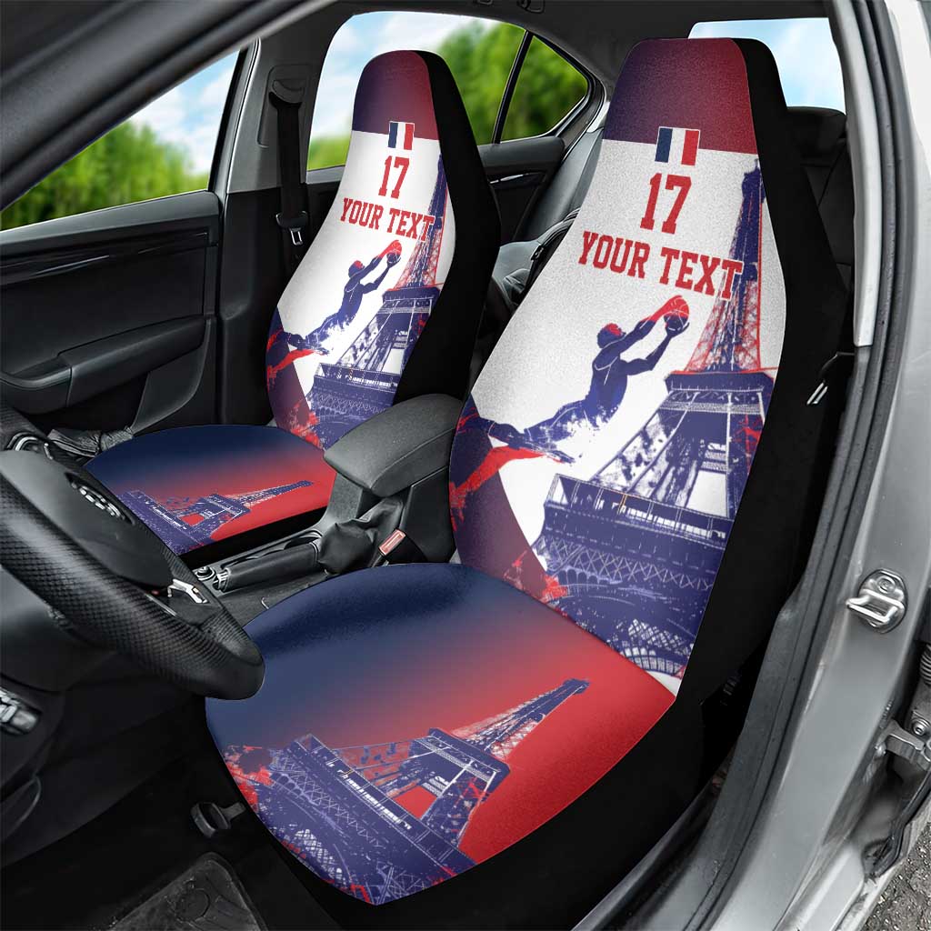 Custom France Basketball Car Seat Cover Eiffel Tower Sporty Style