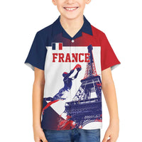 Custom France Basketball Family Matching Long Sleeve Bodycon Dress and Hawaiian Shirt Eiffel Tower Sporty Style