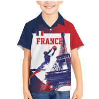 Custom France Basketball Family Matching Mermaid Dress and Hawaiian Shirt Eiffel Tower Sporty Style