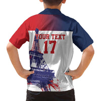 Custom France Basketball Family Matching Off The Shoulder Long Sleeve Dress and Hawaiian Shirt Eiffel Tower Sporty Style