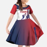 Custom France Basketball Family Matching Off Shoulder Maxi Dress and Hawaiian Shirt Eiffel Tower Sporty Style
