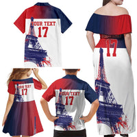 Custom France Basketball Family Matching Off Shoulder Maxi Dress and Hawaiian Shirt Eiffel Tower Sporty Style