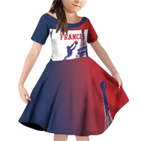 Custom France Basketball Family Matching Off Shoulder Short Dress and Hawaiian Shirt Eiffel Tower Sporty Style