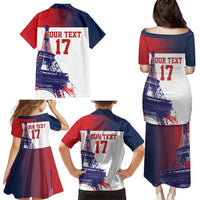 Custom France Basketball Family Matching Puletasi and Hawaiian Shirt Eiffel Tower Sporty Style