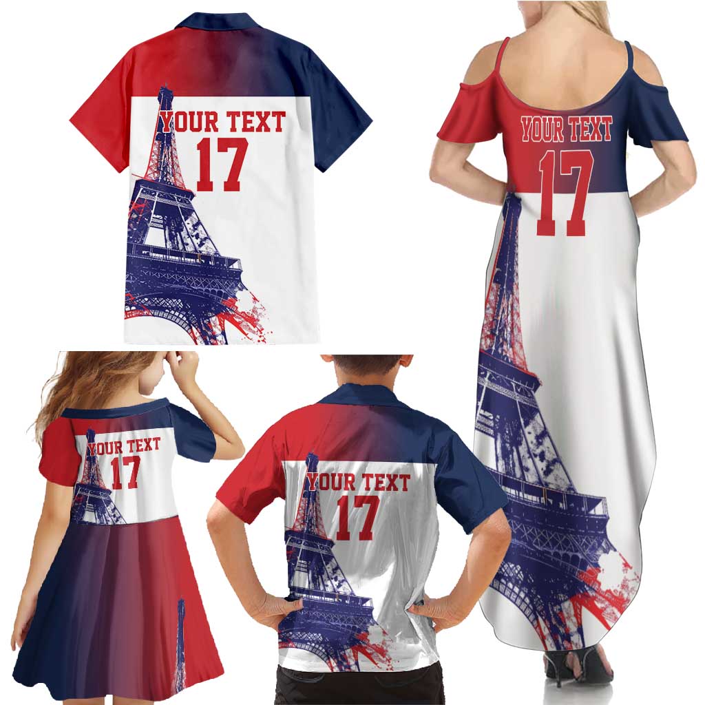 Custom France Basketball Family Matching Summer Maxi Dress and Hawaiian Shirt Eiffel Tower Sporty Style