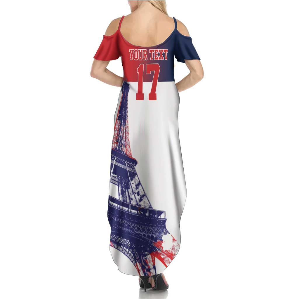 Custom France Basketball Family Matching Summer Maxi Dress and Hawaiian Shirt Eiffel Tower Sporty Style