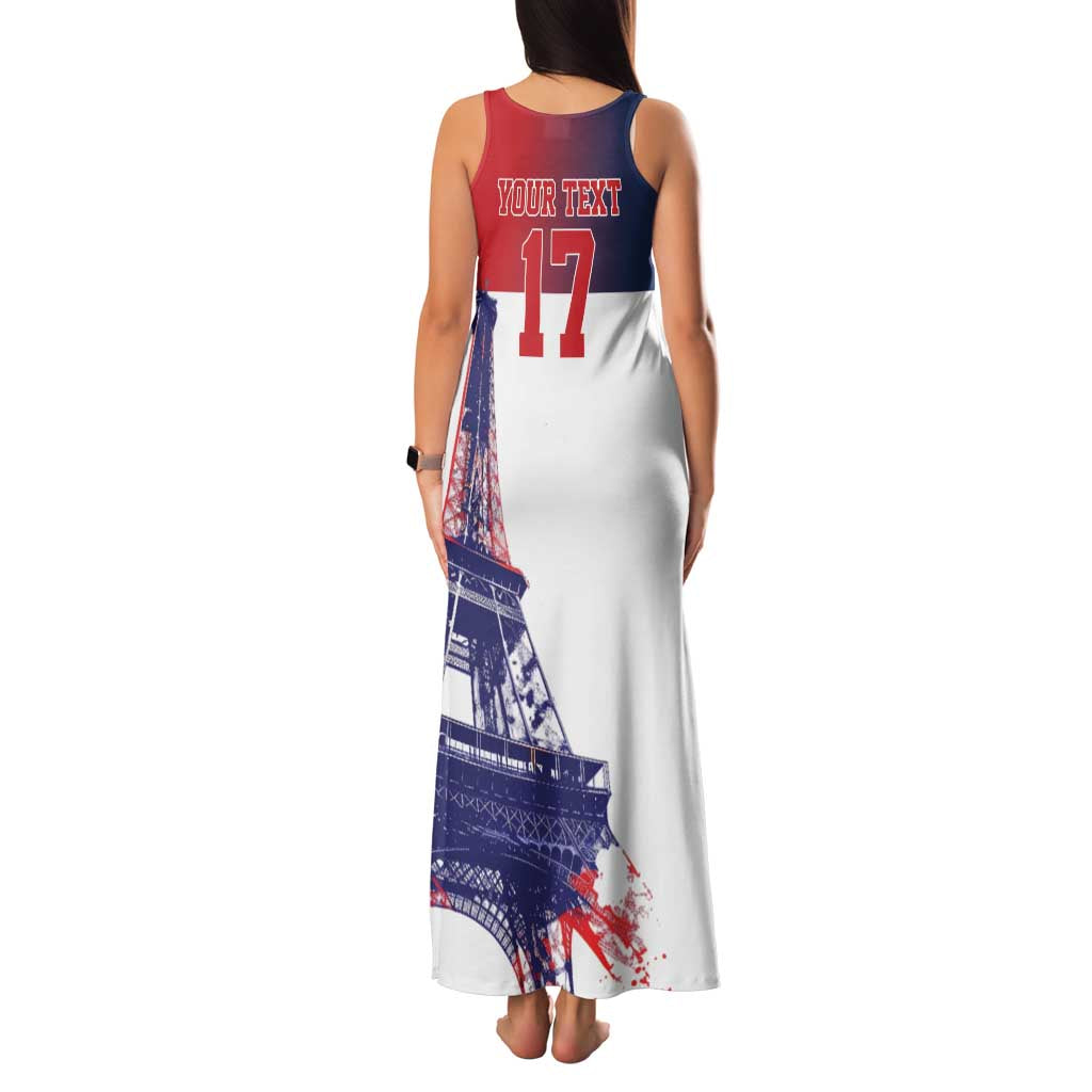 Custom France Basketball Family Matching Tank Maxi Dress and Hawaiian Shirt Eiffel Tower Sporty Style