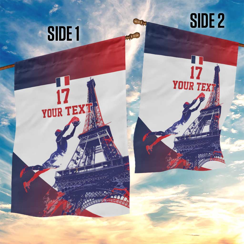Custom France Basketball Garden Flag Eiffel Tower Sporty Style