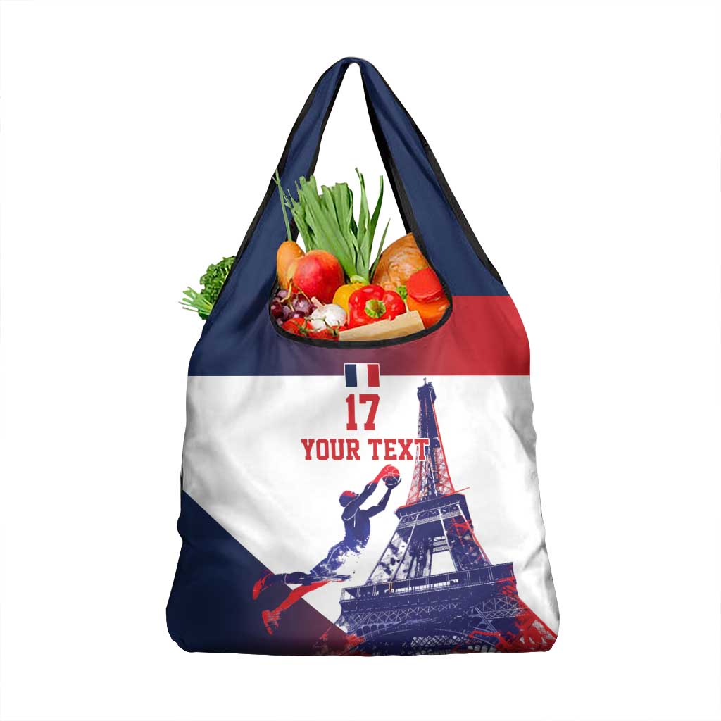 Custom France Basketball Grocery Bag Eiffel Tower Sporty Style