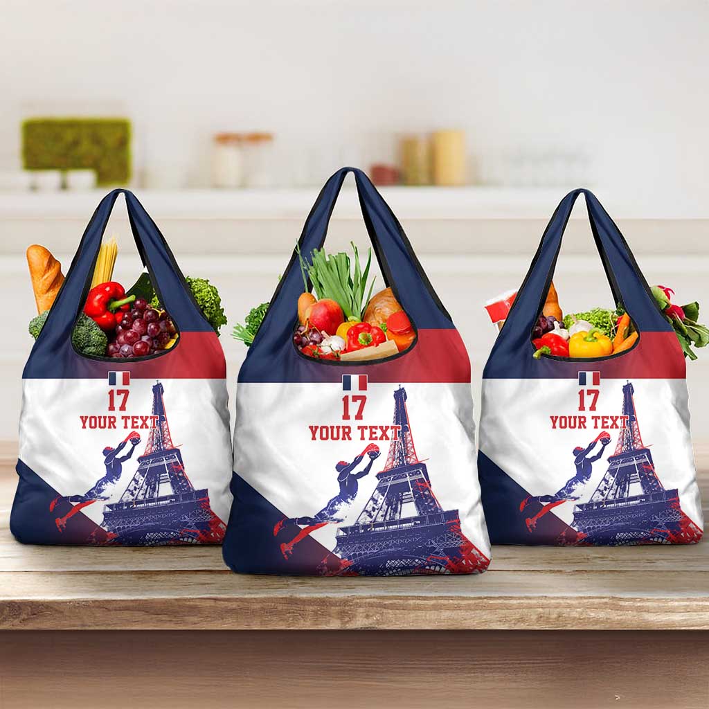 Custom France Basketball Grocery Bag Eiffel Tower Sporty Style