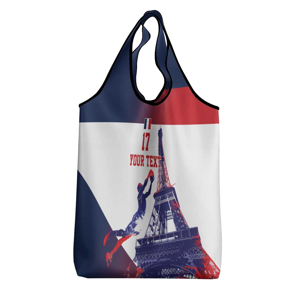Custom France Basketball Grocery Bag Eiffel Tower Sporty Style