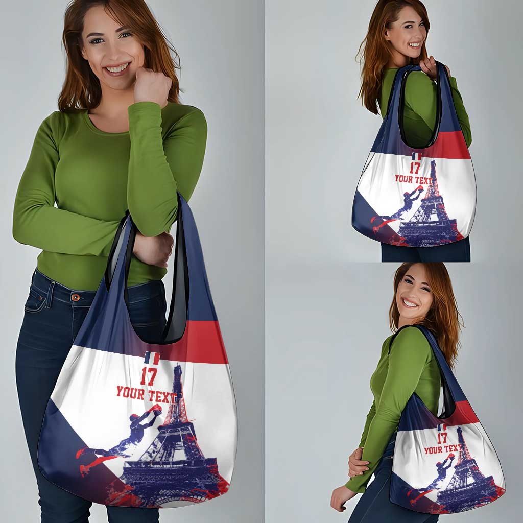 Custom France Basketball Grocery Bag Eiffel Tower Sporty Style