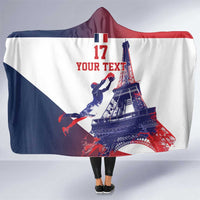 Custom France Basketball Hooded Blanket Eiffel Tower Sporty Style