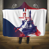 Custom France Basketball Hooded Blanket Eiffel Tower Sporty Style