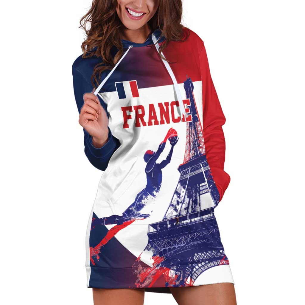 Custom France Basketball Hoodie Dress Eiffel Tower Sporty Style