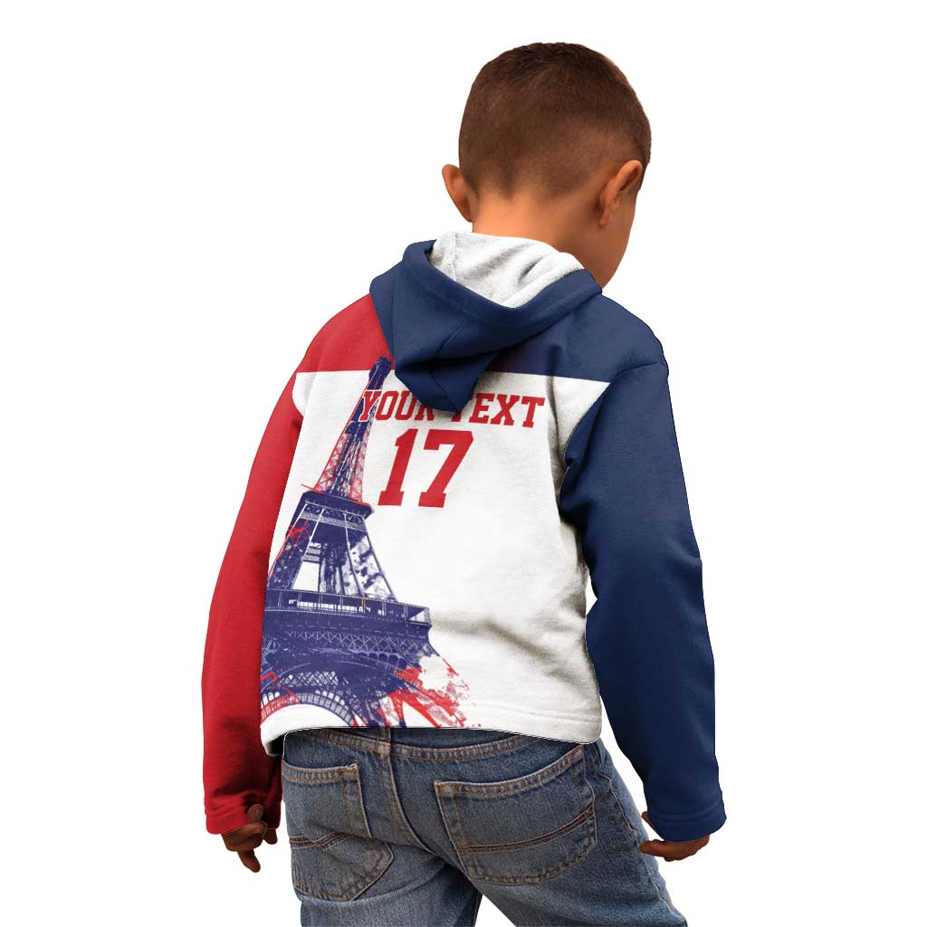 Custom France Basketball Kid Hoodie Eiffel Tower Sporty Style