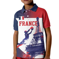 Custom France Basketball Kid Polo Shirt Eiffel Tower Sporty Style