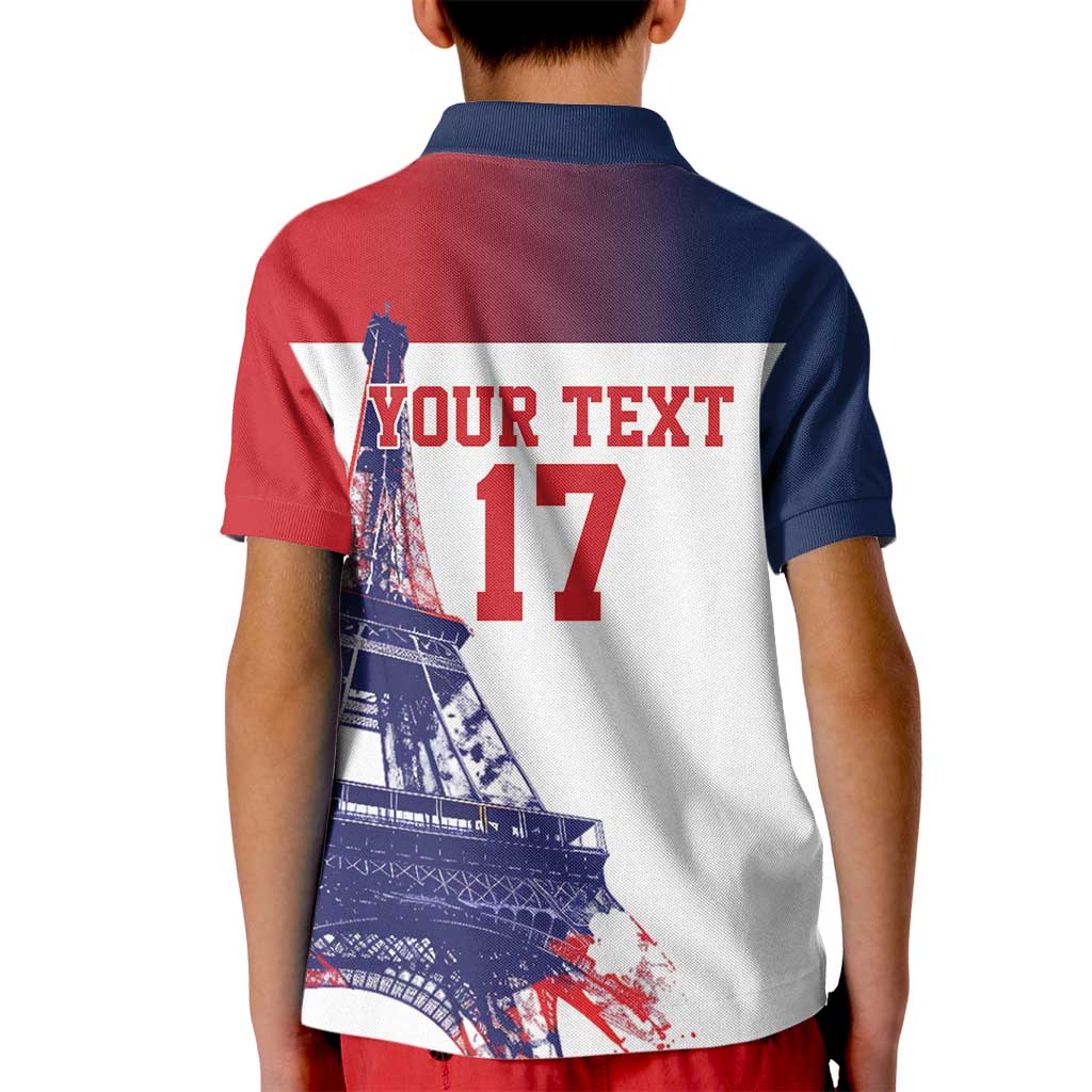 Custom France Basketball Kid Polo Shirt Eiffel Tower Sporty Style