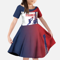 Custom France Basketball Kid Short Sleeve Dress Eiffel Tower Sporty Style