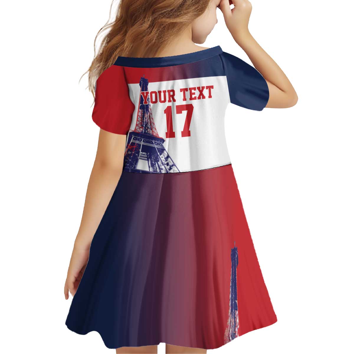 Custom France Basketball Kid Short Sleeve Dress Eiffel Tower Sporty Style