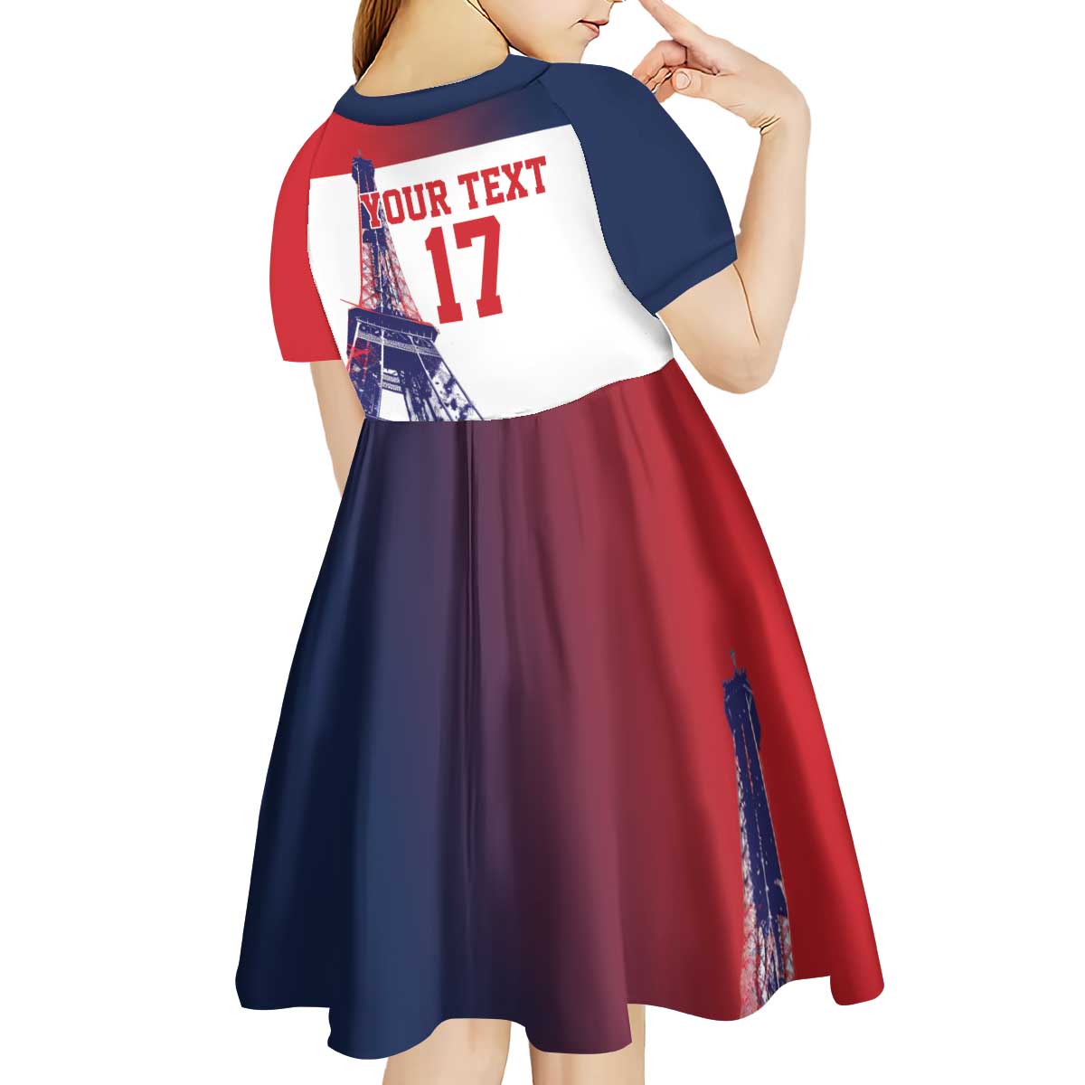 Custom France Basketball Kid Short Sleeve Dress Eiffel Tower Sporty Style