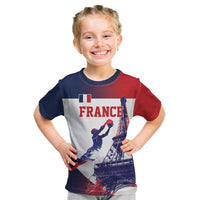 Custom France Basketball Kid T Shirt Eiffel Tower Sporty Style