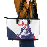 Custom France Basketball Leather Tote Bag Eiffel Tower Sporty Style