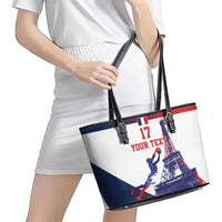 Custom France Basketball Leather Tote Bag Eiffel Tower Sporty Style