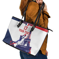 Custom France Basketball Leather Tote Bag Eiffel Tower Sporty Style