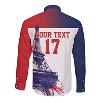 Custom France Basketball Long Sleeve Button Shirt Eiffel Tower Sporty Style