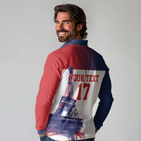 Custom France Basketball Long Sleeve Polo Shirt Eiffel Tower Sporty Style