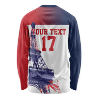 Custom France Basketball Long Sleeve Shirt Eiffel Tower Sporty Style
