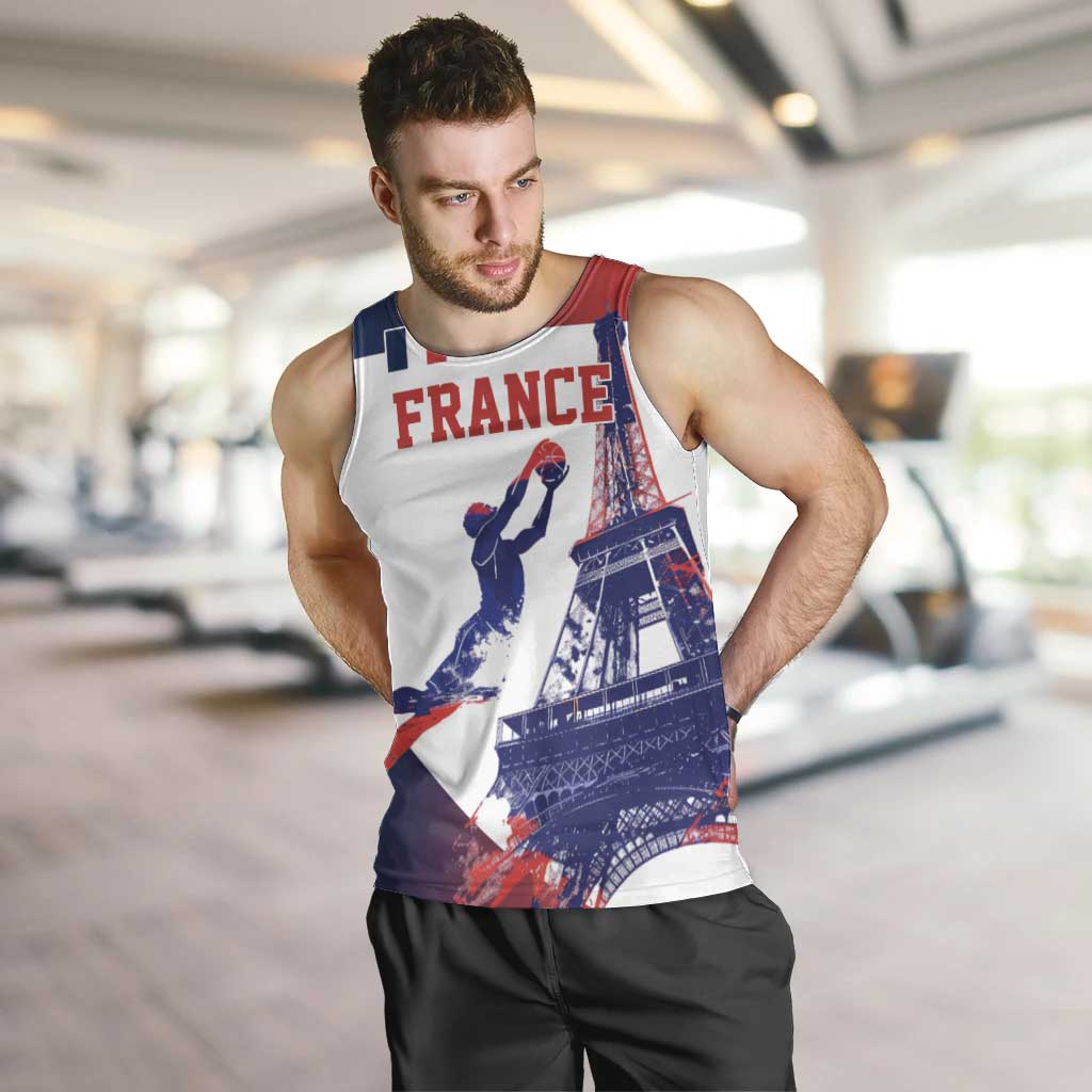 Custom France Basketball Men Tank Top Eiffel Tower Sporty Style