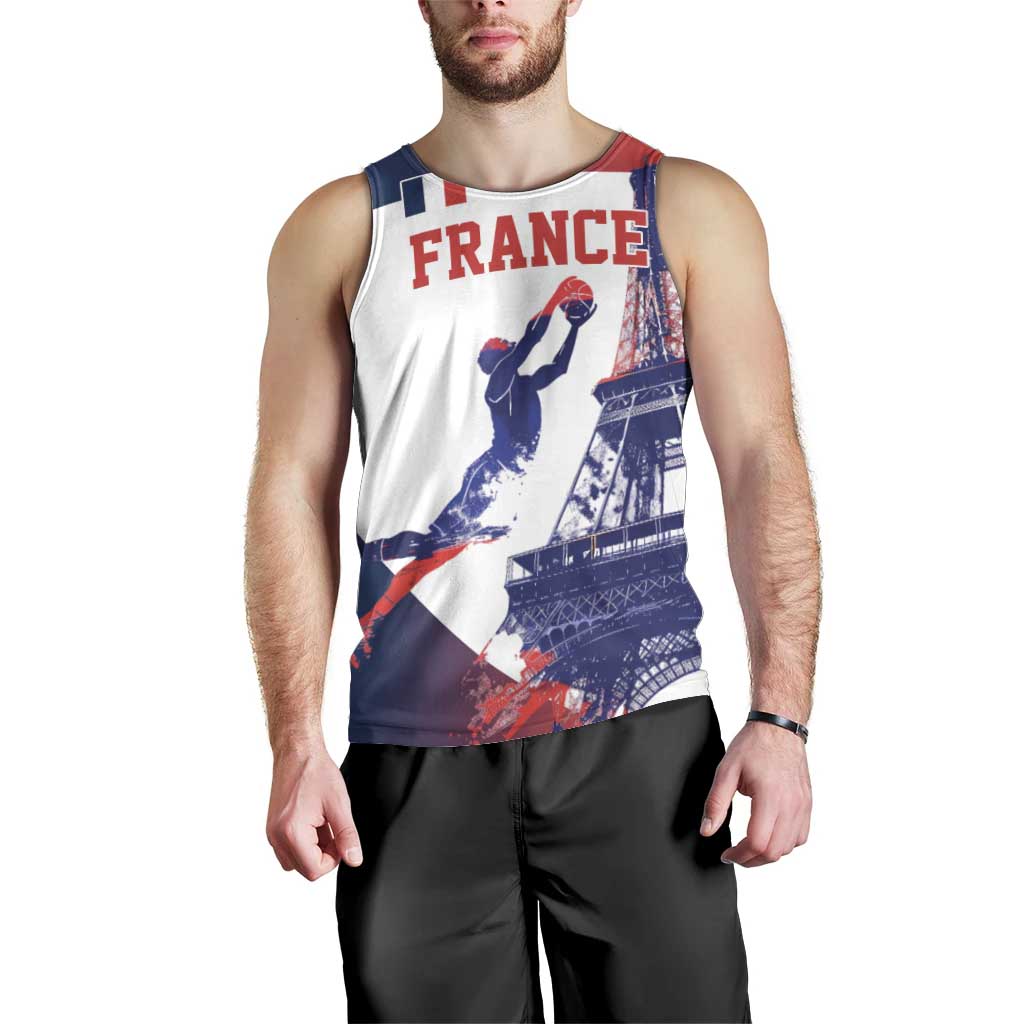 Custom France Basketball Men Tank Top Eiffel Tower Sporty Style