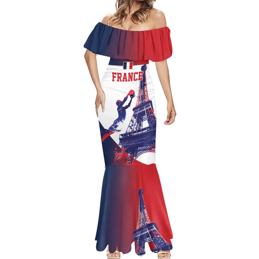 Custom France Basketball Mermaid Dress Eiffel Tower Sporty Style