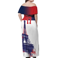 Custom France Basketball Off Shoulder Maxi Dress Eiffel Tower Sporty Style