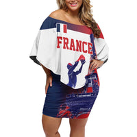 Custom France Basketball Off Shoulder Short Dress Eiffel Tower Sporty Style