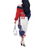 Custom France Basketball Off The Shoulder Long Sleeve Dress Eiffel Tower Sporty Style