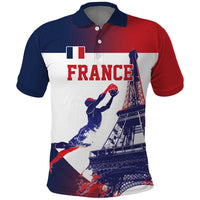 Custom France Basketball Polo Shirt Eiffel Tower Sporty Style