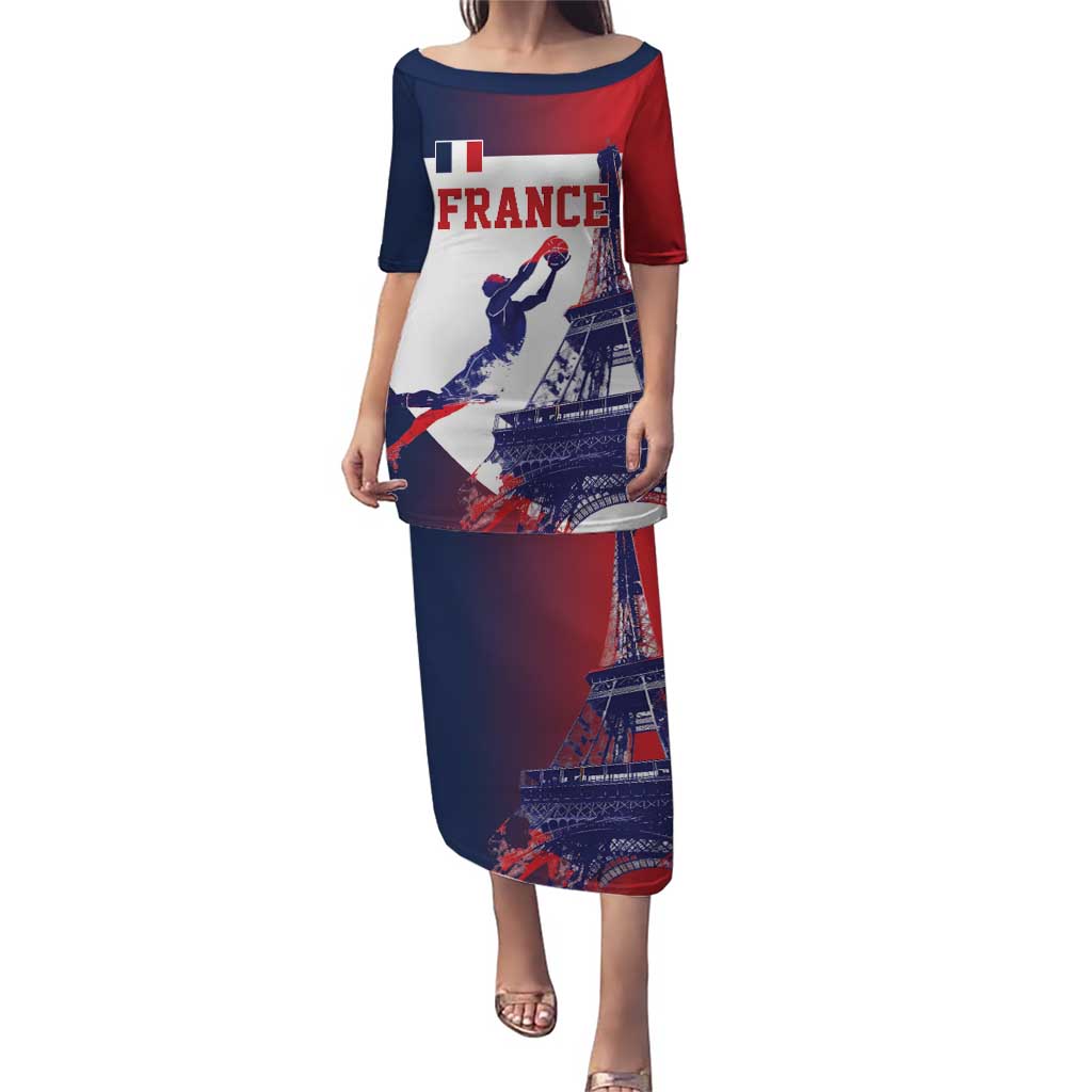 Custom France Basketball Puletasi Eiffel Tower Sporty Style